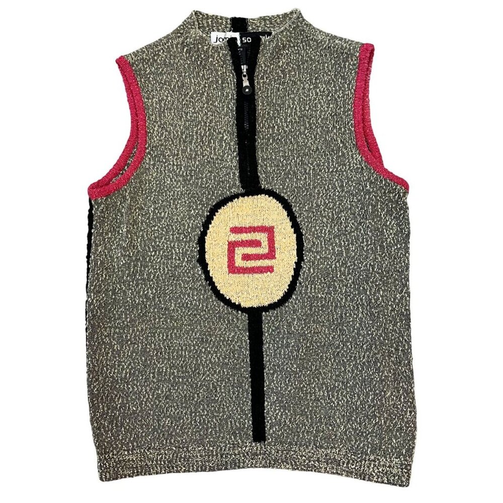 Jamie Sadock Brown Knit Sleeveless Quarter Zip Top Golf Athleisure Size Small